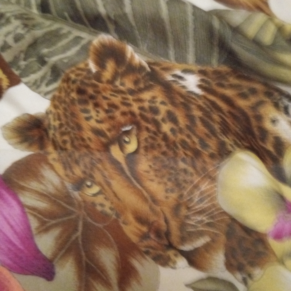 Leopard Franco Laurenti Scarf with Jungle Motif Vintage